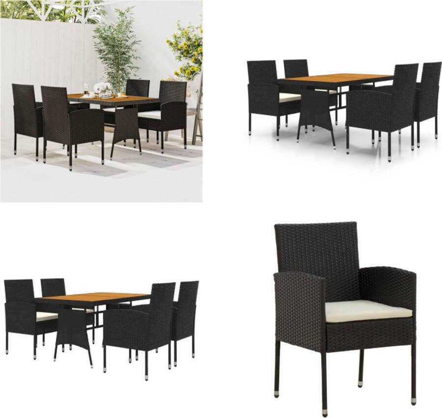 VidaXL 5-delige Tuinset poly rattan zwart Tuinset Tuinsets Terrasset Tuinmeubel