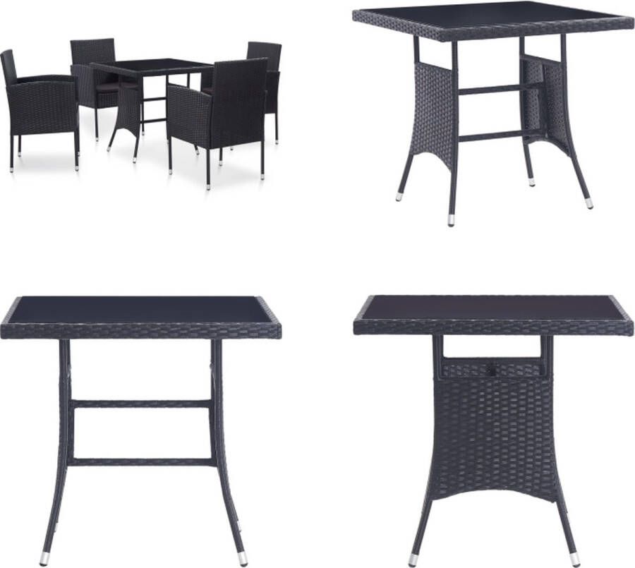 VidaXL 5-delige Tuinset poly rattan zwart Tuintafel En Stoel Tuintafels En Stoelen Tuintafel Set Tuintafel Sets
