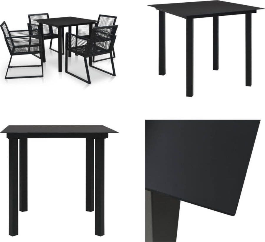 VidaXL 5-delige Tuinset PVC-rattan zwart Eetset Eetsets Eettafel En Stoel Eettafels En Stoelen