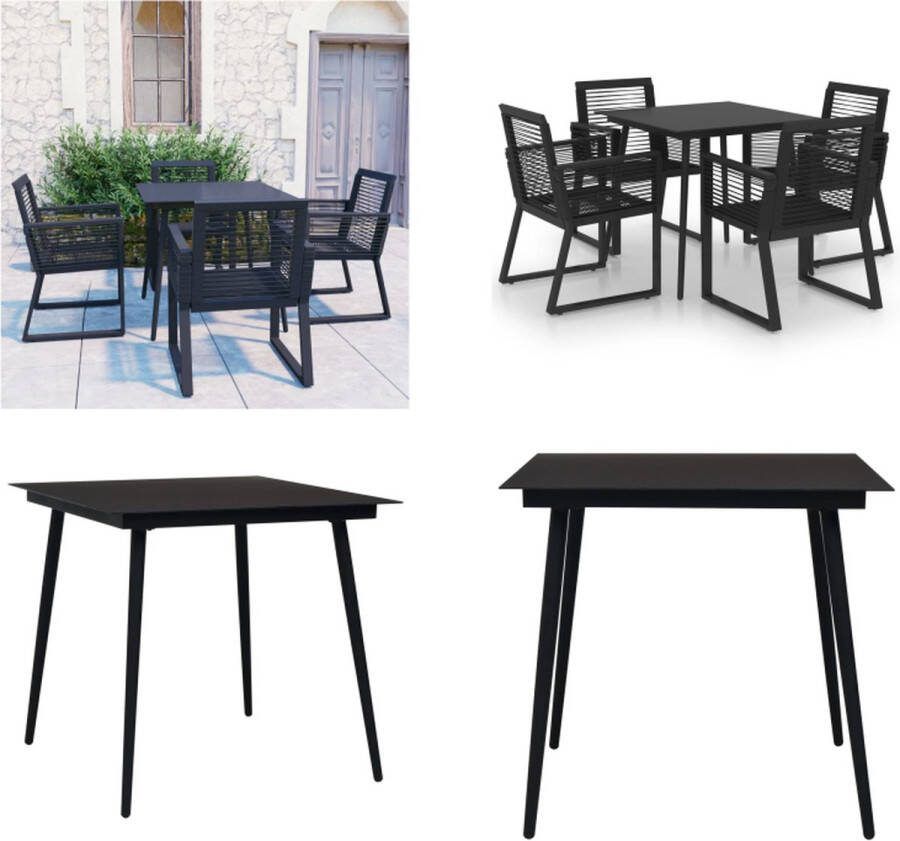 VidaXL 5-delige Tuinset PVC-rattan zwart Eetset Eetsets Eettafel En Stoel Eettafels En Stoelen