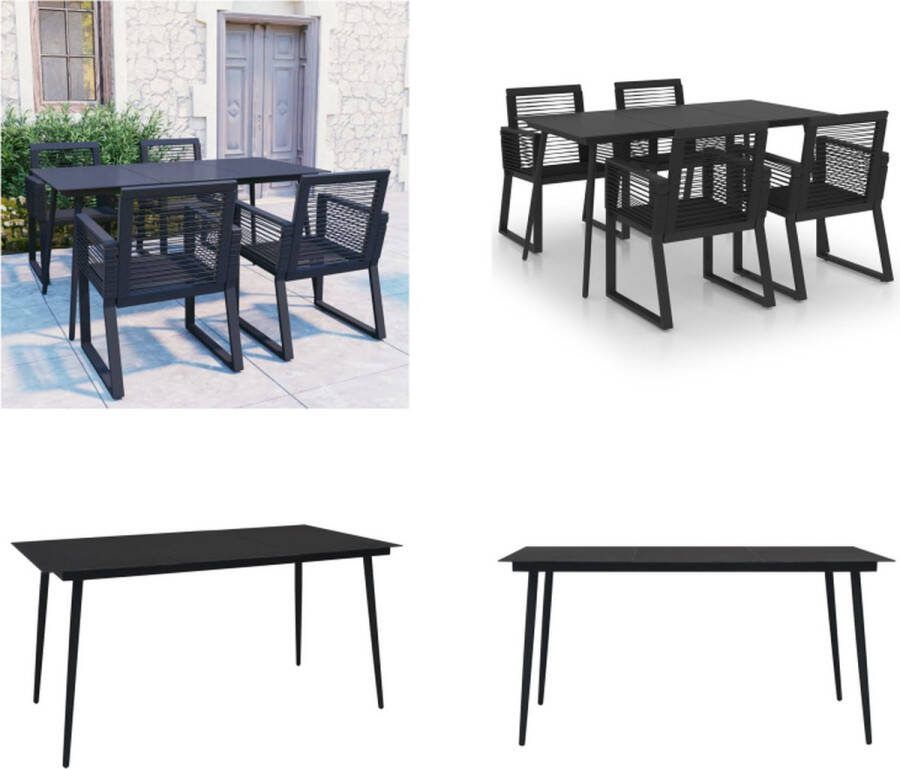 VidaXL 5-delige Tuinset PVC-rattan zwart Eetset Eetsets Eettafel En Stoel Eettafels En Stoelen