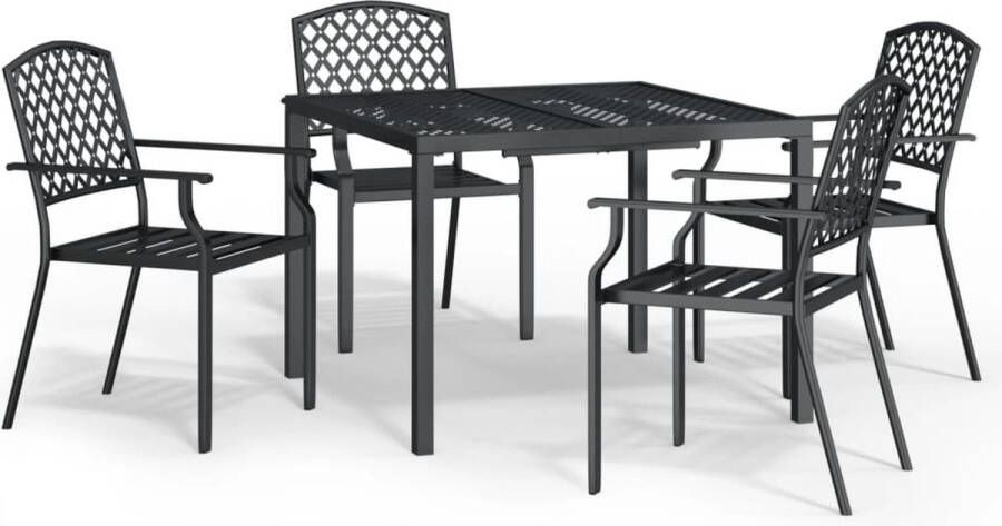 VidaXL 5-delige Tuinset staal antracietkleurig