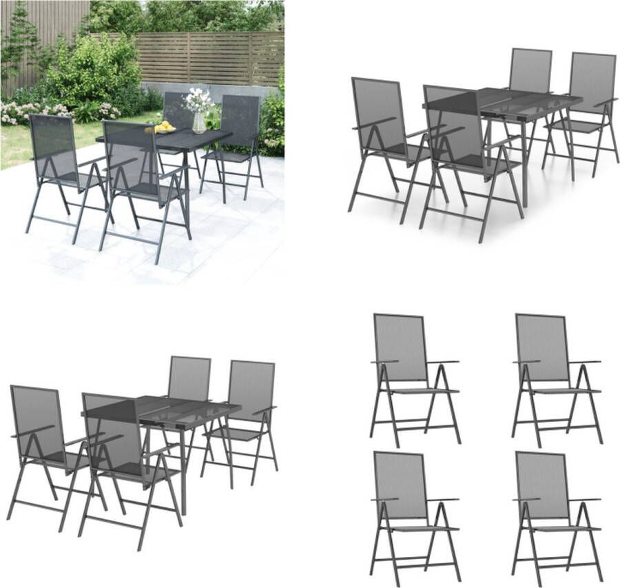 VidaXL 5-delige Tuinset staal antracietkleurig Tuinset Eethoek Buitenset