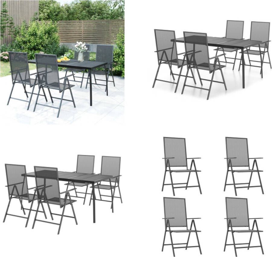 VidaXL 5-delige Tuinset staal antracietkleurig Tuinset Eethoek Buitenset