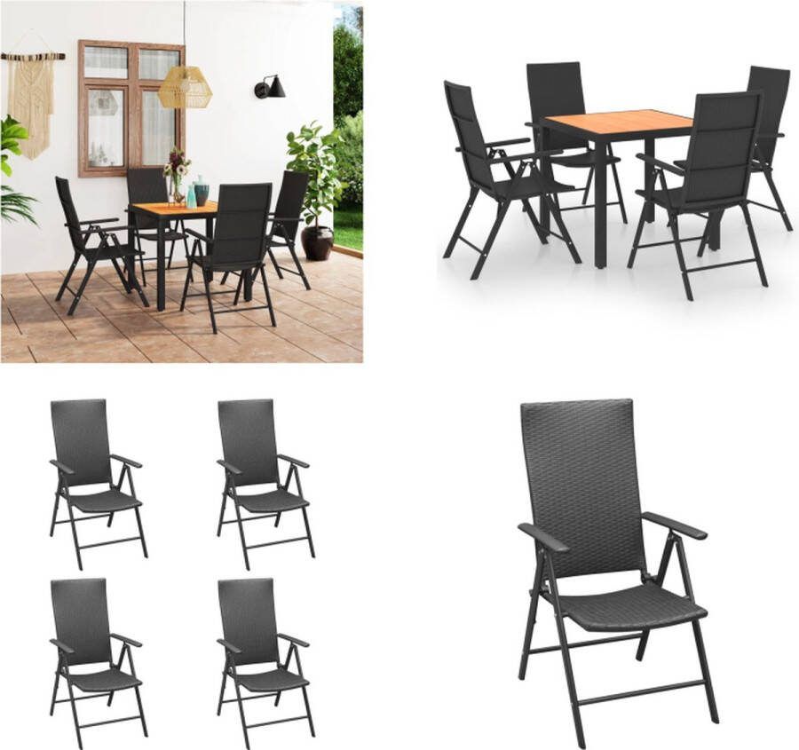 VidaXL 5-delige Tuinset zwart en bruin Eetset Eetsets Tuinset Tuinsets