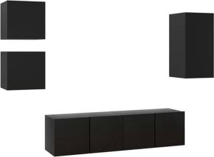 VidaXL 5-delige Tv-meubelset Spaanplaat Zwart