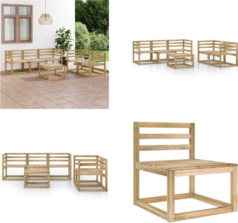 VidaXL 6-delige Loungeset groen geïmpregneerd grenenhout Loungeset Loungesets Tuinsets