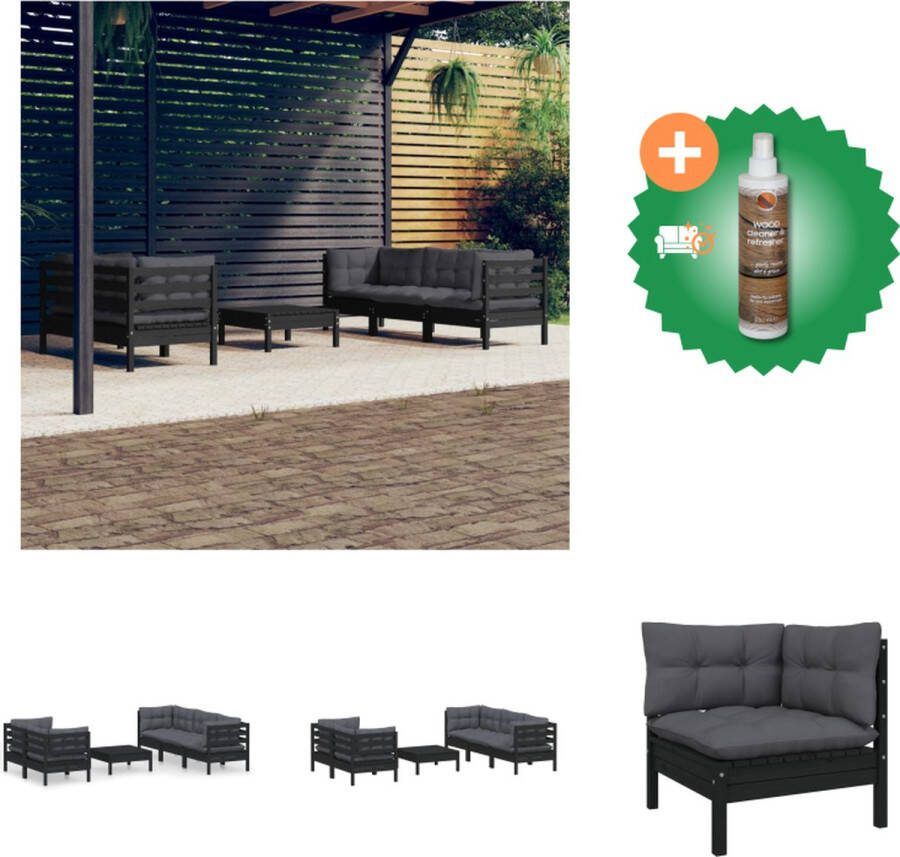 VidaXL 6 delige Loungeset met antracietkleurige kussens grenenhout Tuinset Inclusief Houtreiniger en verfrisser