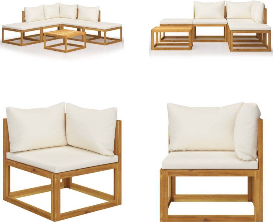 VidaXL 6-delige Loungeset met kussens massief acaciahout Tuinset Tuinsets Tuinmeubelset Tuinmeubelsets