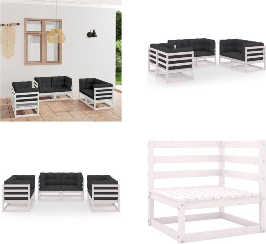 VidaXL 6-delige Loungeset met kussens massief grenenhout Loungeset Loungesets Tuinsets