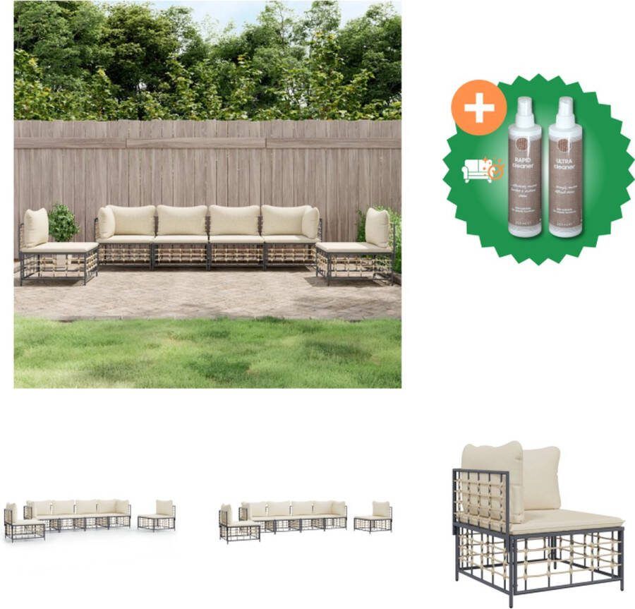 VidaXL Hoekbank Antraciet Poly Rattan 72x72x66 cm Elegante en comfortabele loungeset met stevig stalen frame Inclusief 2 hoekbanken 4 middenbanken en kussens Loungebank Inclusief Onderhoudsset
