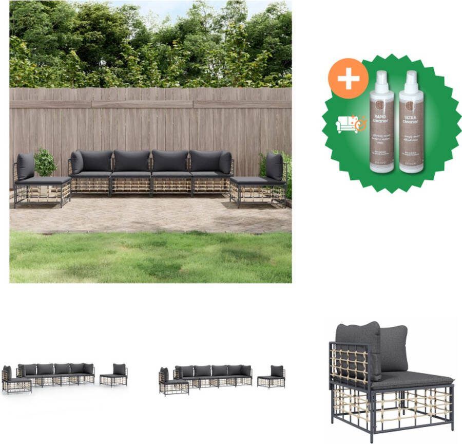 VidaXL Loungeset Poly Rattan Antraciet 72x72x66 cm (BxDxH) Weerbestendig Loungebank Inclusief Onderhoudsset