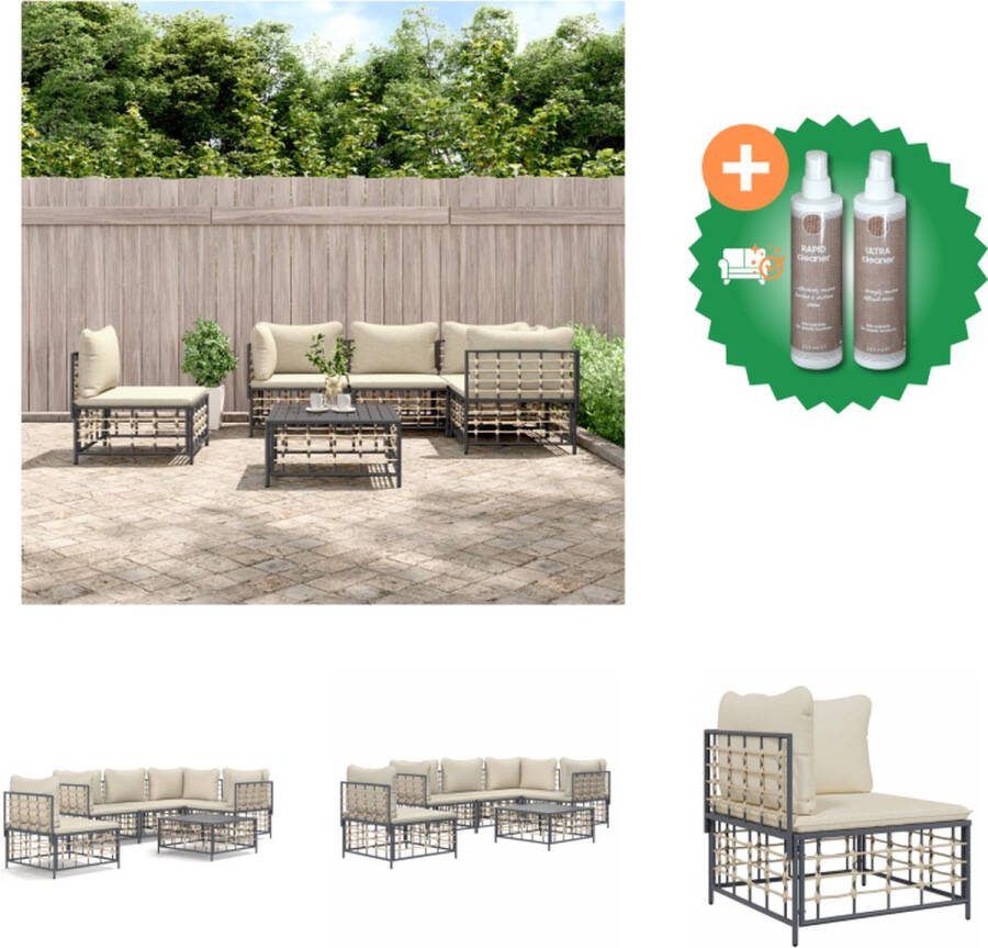 VidaXL Hoekbank Antraciet Poly Rattan 72x72x66cm Weerbestendig en Comfortabel Loungebank Inclusief Onderhoudsset