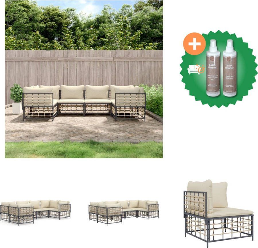 VidaXL Loungeset Antraciet Poly rattan Hoekbank 72x72x66 cm Middenbank 72x70x66 cm Kussen 70x70 cm Loungebank Inclusief Onderhoudsset