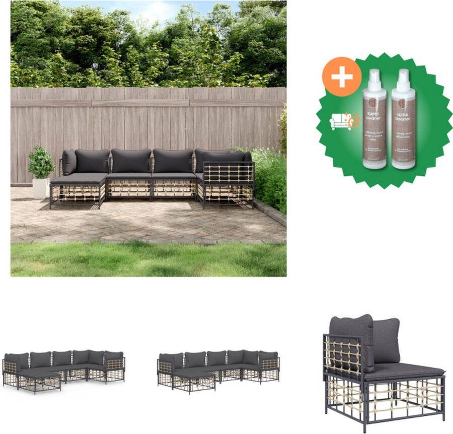 VidaXL Loungeset Antraciet Hoekbank 72 x 72 x 66 cm Weerbestendig poly rattan Loungebank Inclusief Onderhoudsset