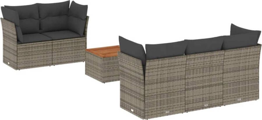 VidaXL 6-delige Loungeset met kussens poly rattan grijs