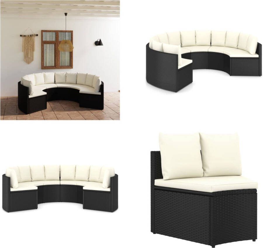 VidaXL 6-delige Loungeset met kussens poly rattan zwart Tuinset Tuinsets Loungeset Loungesets