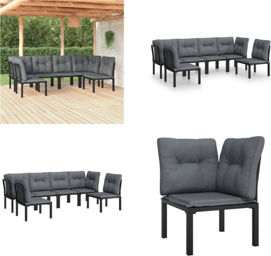 VidaXL 6-delige Loungeset poly rattan zwart en grijs Tuinbank Tuinbanken Parkbank Tuinzetel