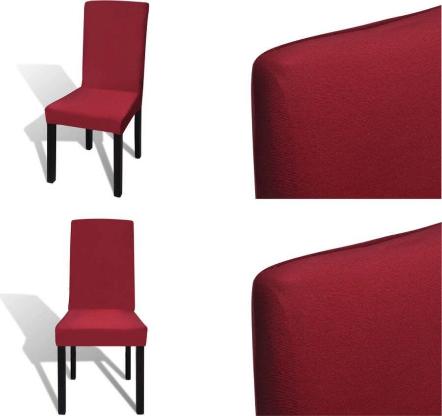 VidaXL 6 st Stoelhoes stretch recht bordeaux Stoelhoes Stoelhoezen Stoel Hoes Stoel Hoezen