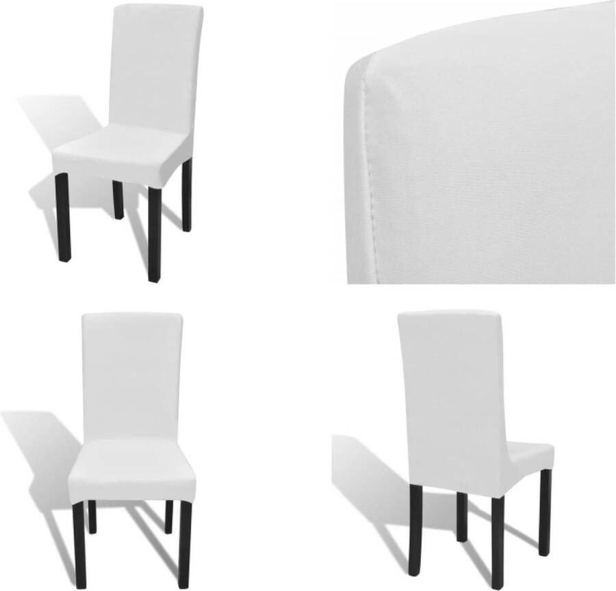 VidaXL 6 st Stoelhoezen recht stretch wit Stoelhoes Stoelhoezen Stoel Hoes Stoel Hoezen