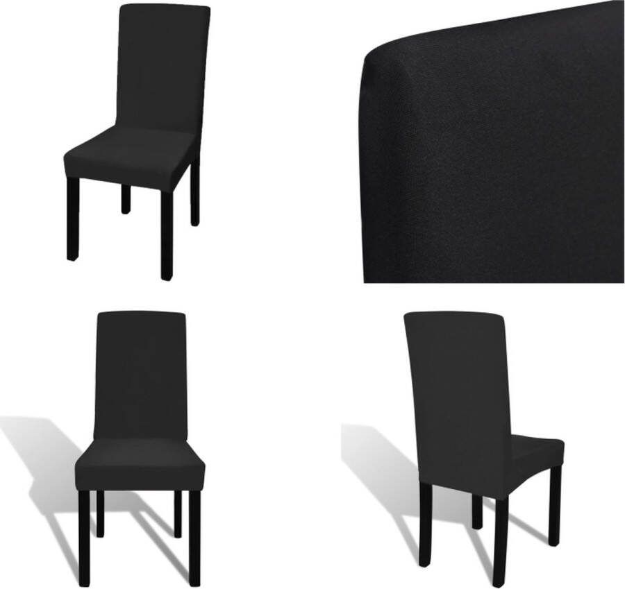 VidaXL 6 st Stoelhoezen recht stretch zwart Stoelhoes Stoelhoezen Stoel Hoes Stoel Hoezen