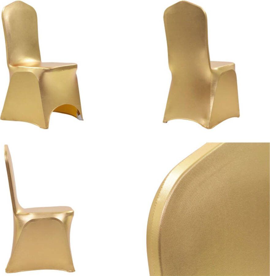 VidaXL 6 st Stoelhoezen stretch goud Stoelhoes Stoelhoezen Stoel Hoes Stoel Hoezen
