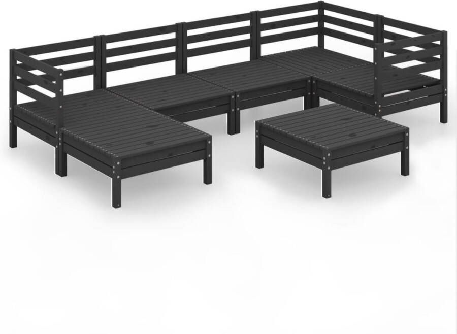 VidaXL -7-delige-Loungeset-massief-grenenhout-zwart