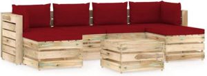 VidaXL 7-delige Loungeset met kussens groen geïmpregneerd hout