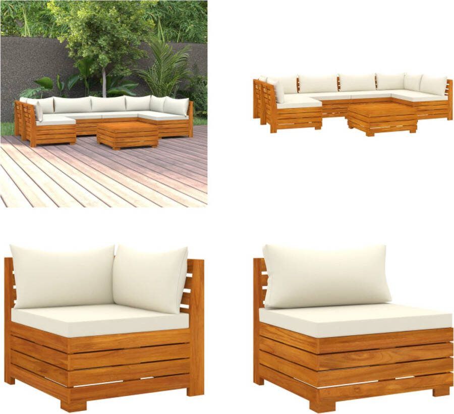 VidaXL 7-delige Loungeset met kussens massief acaciahout Pallet Loungeset Pallet Loungesets Pallet Loungebank Loungeset