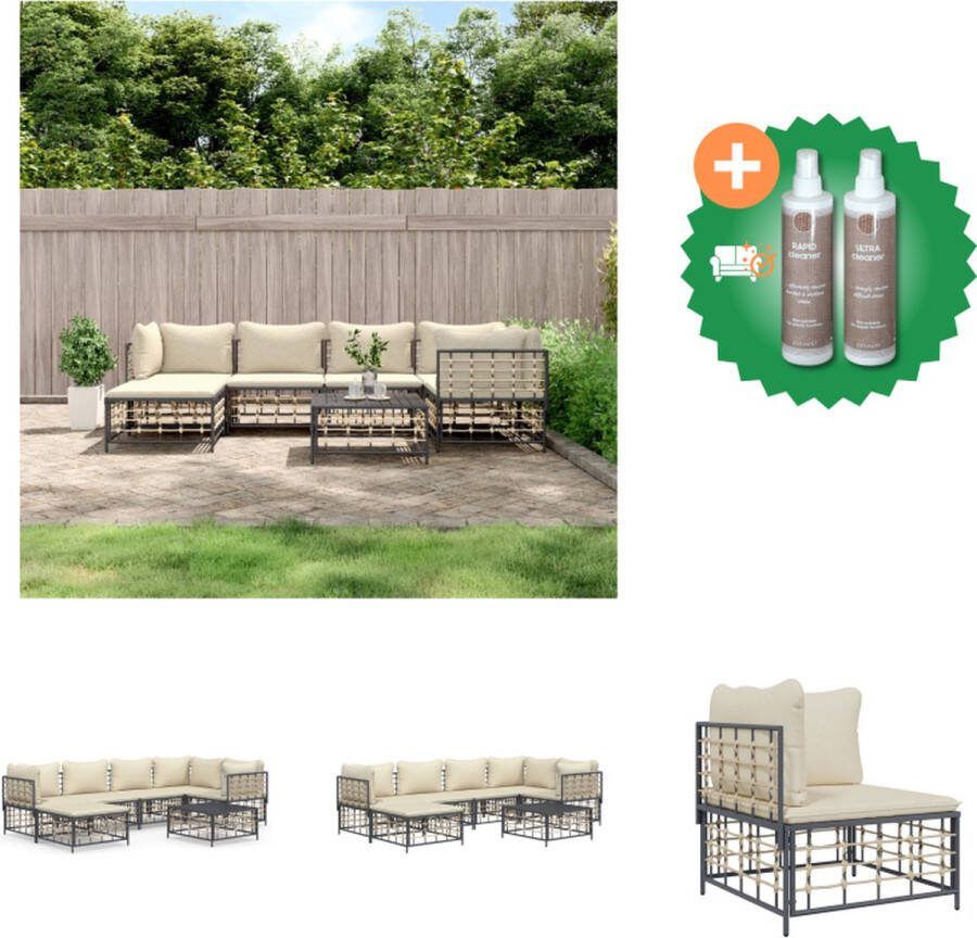 VidaXL Loungeset Cornatantraciet Hoekbank en Tafel 72x72x66 cm Weerbestendig poly rattan Stevig stalen frame Comfortabele kussens Modulair ontwerp Montage vereist Loungebank Inclusief Onderhoudsset