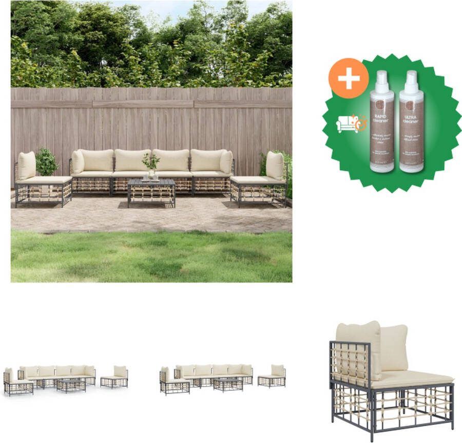 VidaXL Hoekbank Loungeset Antraciet Poly Rattan 72 x 72 x 66 cm Weerbestendig Loungebank Inclusief Onderhoudsset