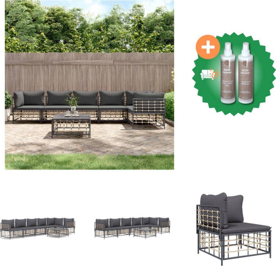 VidaXL Loungeset poly rattan antraciet hoekbank 72x72x66cm modulair Loungebank Inclusief Onderhoudsset