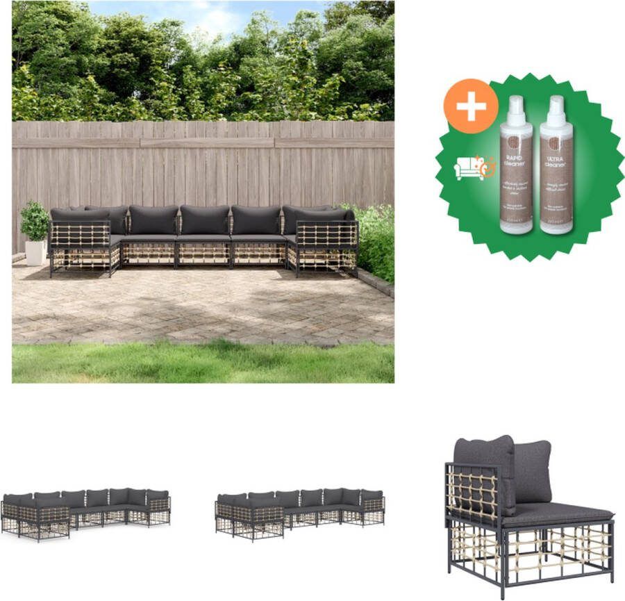 VidaXL Hoekbank Antraciet 72 x 72 x 66 cm Weerbestendig poly rattan stabiel frame en comfortabele kussens Loungebank Inclusief Onderhoudsset