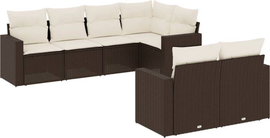 VidaXL 7-delige Loungeset met kussens poly rattan bruin
