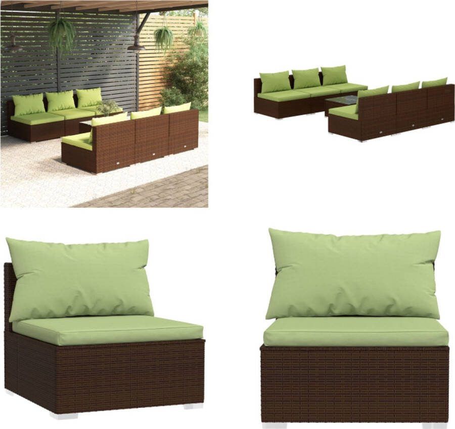 VidaXL 7-delige Loungeset met kussens poly rattan bruin Loungeset Loungesets Tuinset Rattan Loungeset