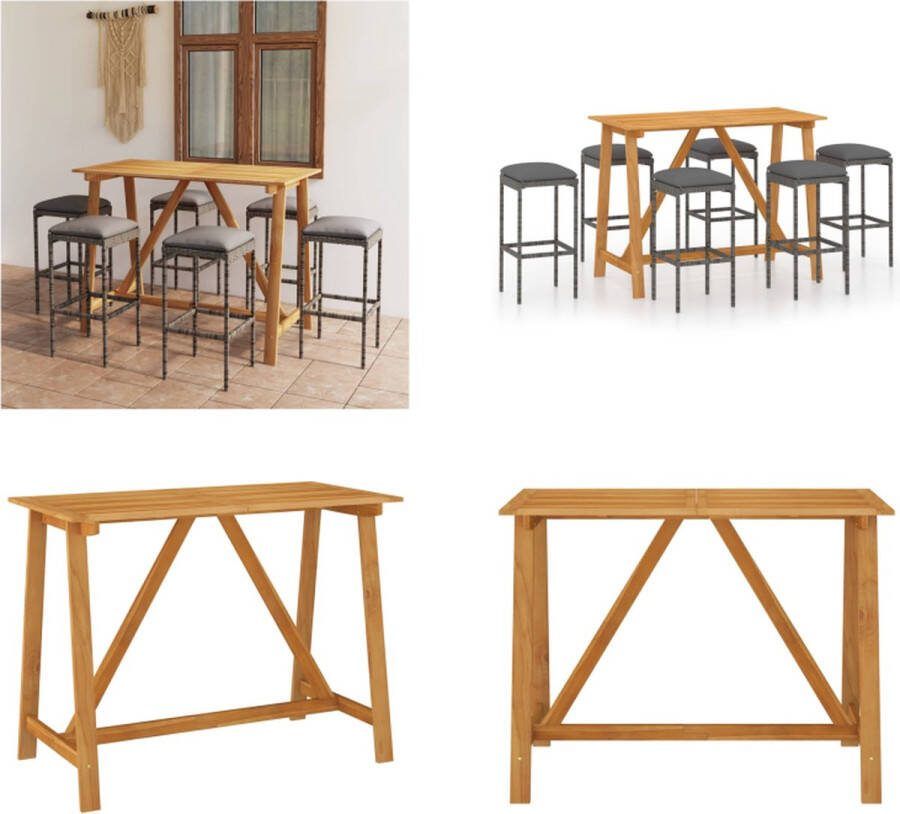 VidaXL 7-delige Tuinbarset met kussens grijs Barset Barsets Tuinbarset Tuinbarsets