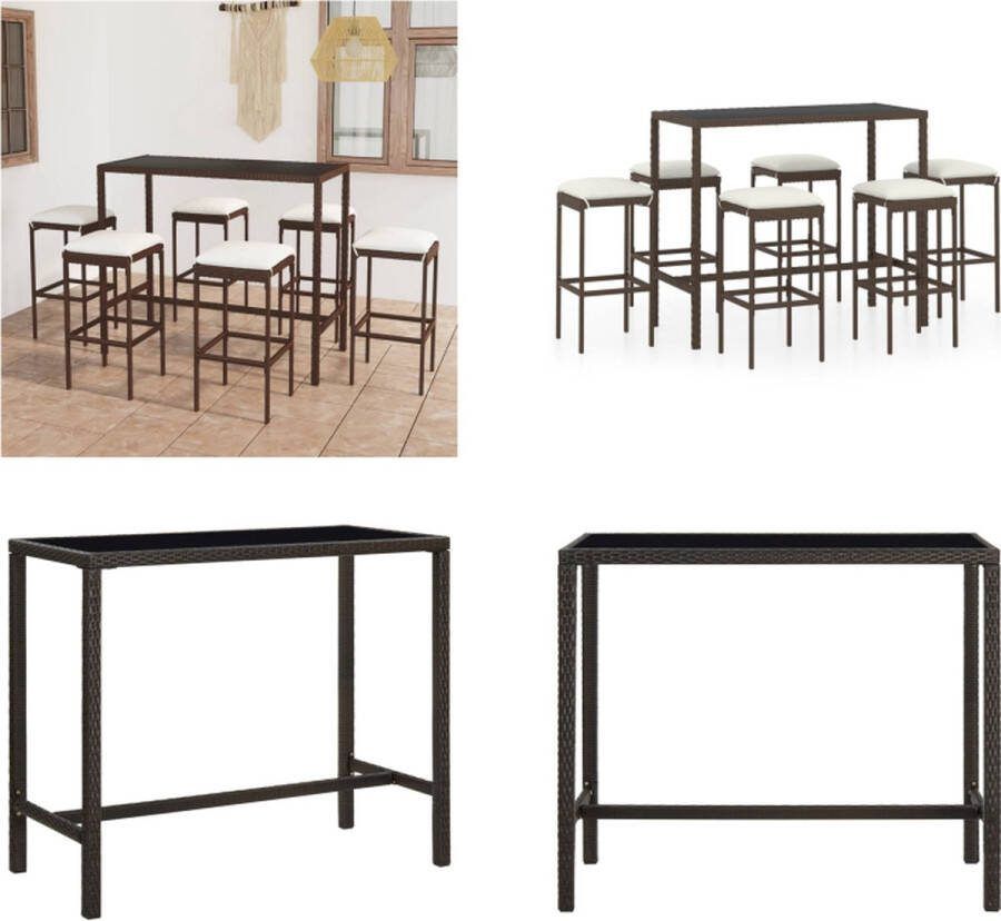 VidaXL 7-delige Tuinbarset met kussens poly rattan bruin Tuinset Tuinsets Loungeset Loungesets