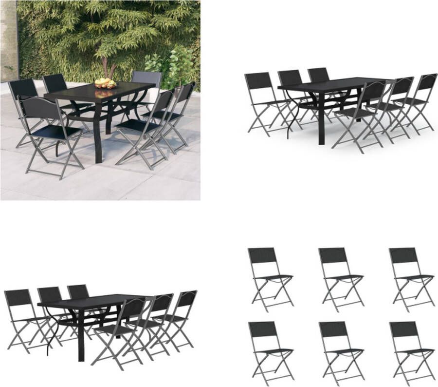 VidaXL 7-delige Tuinset grijs en zwart Tuinset Tuinsets Terrasset Tuinmeubel