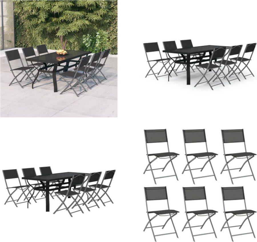VidaXL 7-delige Tuinset grijs en zwart Tuinset Tuinsets Terrasset Tuinmeubel