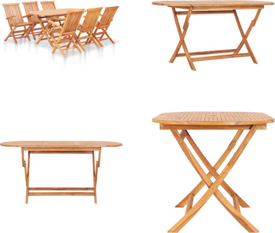 VidaXL 7-delige Tuinset inklapbaar massief teakhout Tuintafel En Stoel Tuintafels En Stoelen Tuinset Tuinsets