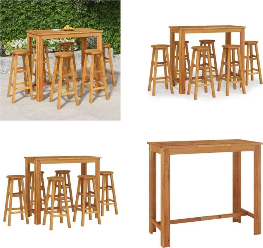 VidaXL 7-delige Tuinset massief acaciahout Bartafel Bartafels Statafel Hoge Tafel