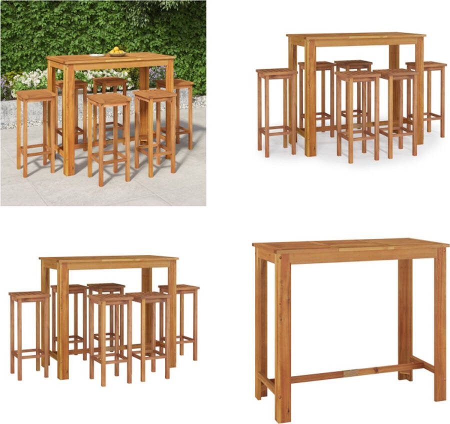 VidaXL 7-delige Tuinset massief acaciahout Bartafel Bartafels Statafel Hoge Tafel