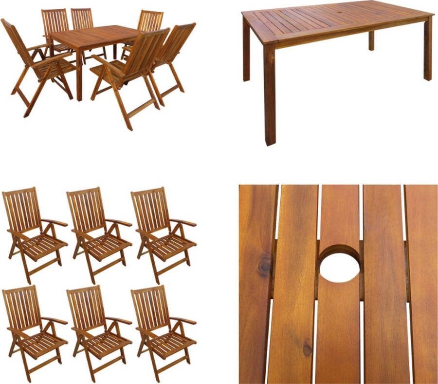 VidaXL 7-delige Tuinset massief acaciahout Houten Tuinset Houten Tuinsets Eethoek Voor Buiten Eethoeken Voor Buiten