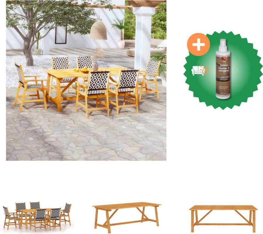VidaXL Eethoek Massief Acaciahout Tafel 206x100x74 cm Stoel 56x62x92 cm Tuinset Inclusief Houtreiniger en verfrisser