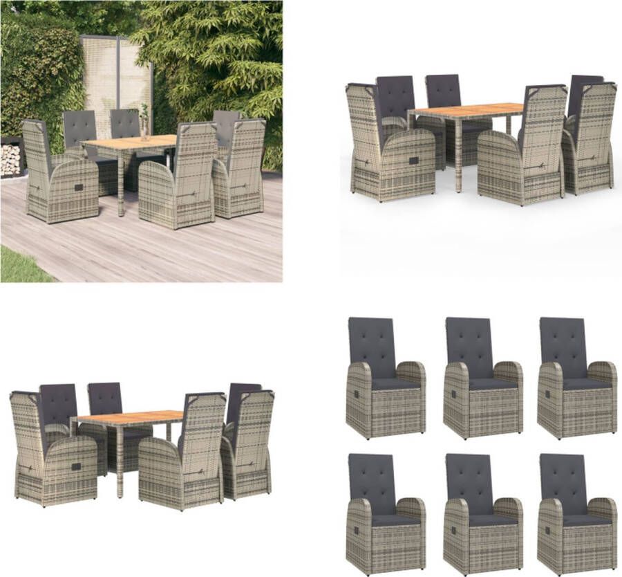 VidaXL 7-delige Tuinset met kussens poly rattan grijs Tuinset Tuinsets Tuin Set Tuinmeubelset