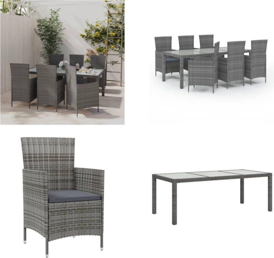 VidaXL 7-delige Tuinset met kussens poly rattan grijs Tuinset Tuinsets Tuinmeubelset Meubelset