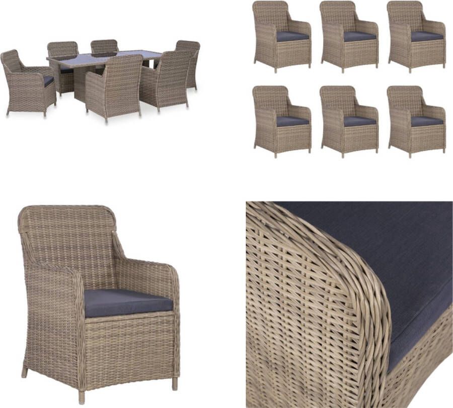 VidaXL 7-delige Tuinset poly rattan bruin Tuintafel En Stoel Tuintafels En Stoelen Tuintafel Set Tuintafel Sets