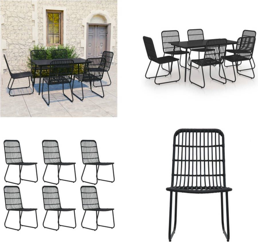 VidaXL 7-delige Tuinset poly rattan en glas Eetset Eetsets Eettafel En Stoel Eettafels En Stoelen