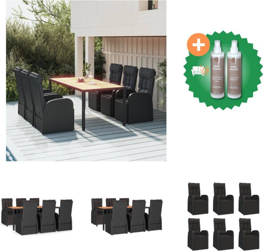 VidaXL Leunstoel Verstelbaar Zwart PE-rattan en gepoedercoat staal 57x69x106 cm Tuinset Inclusief Onderhoudsset