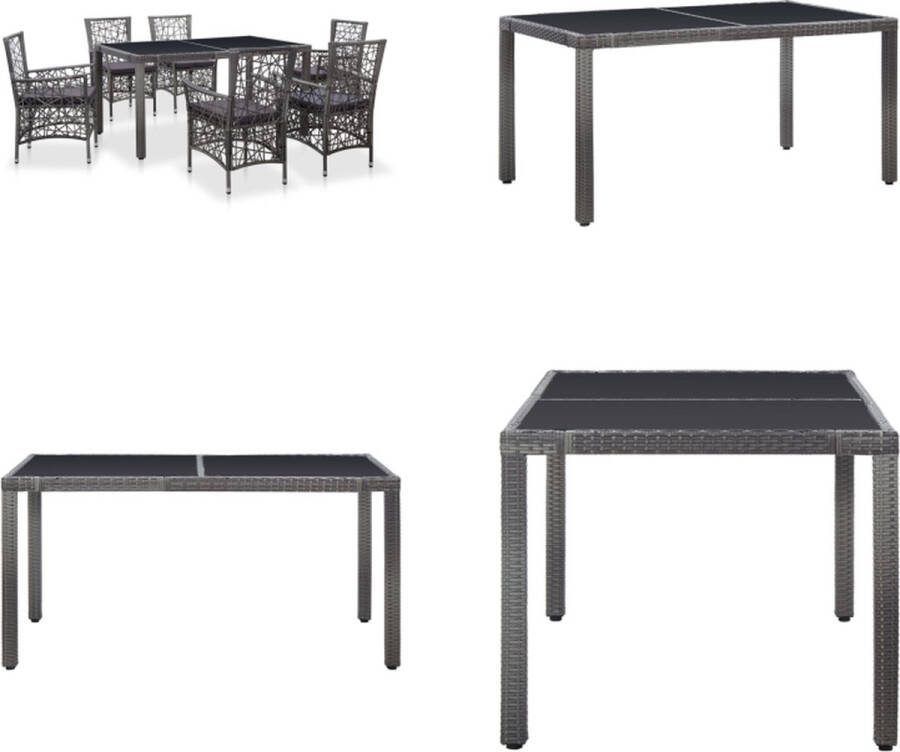 VidaXL 7-delige Tuinset poly rattan grijs Eethoek Voor Buiten Eethoeken Voor Buiten Tuinset Tuinsets